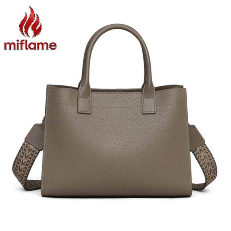 Structured Handbag Top Handle - Hakiki Deri Kadınlar İçin Postacı Çantası,