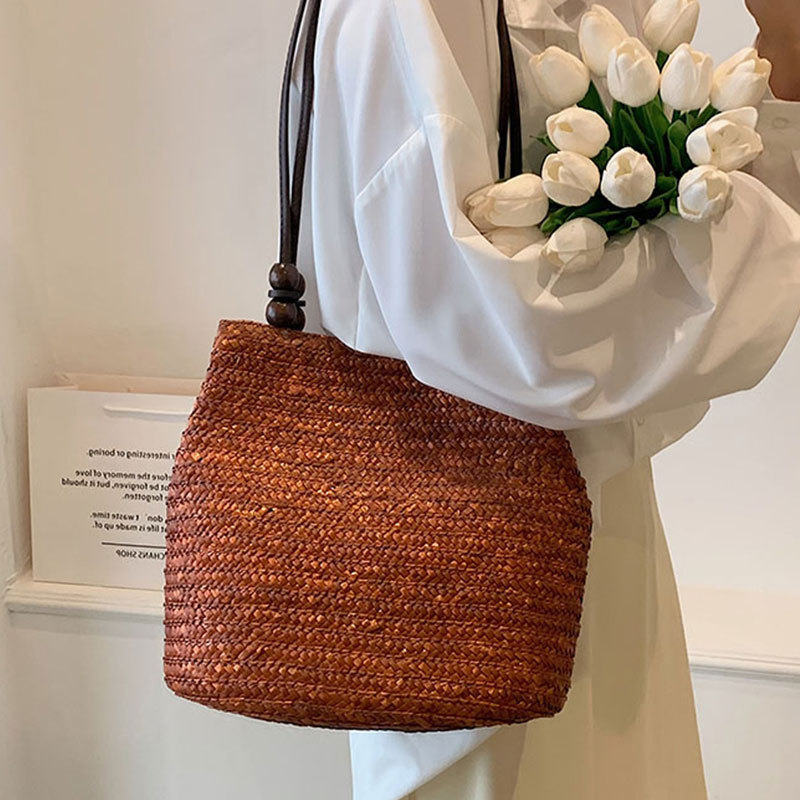 Luxury Beach Bags Ysl - Kadınlar için rahat saman dokuma omuz