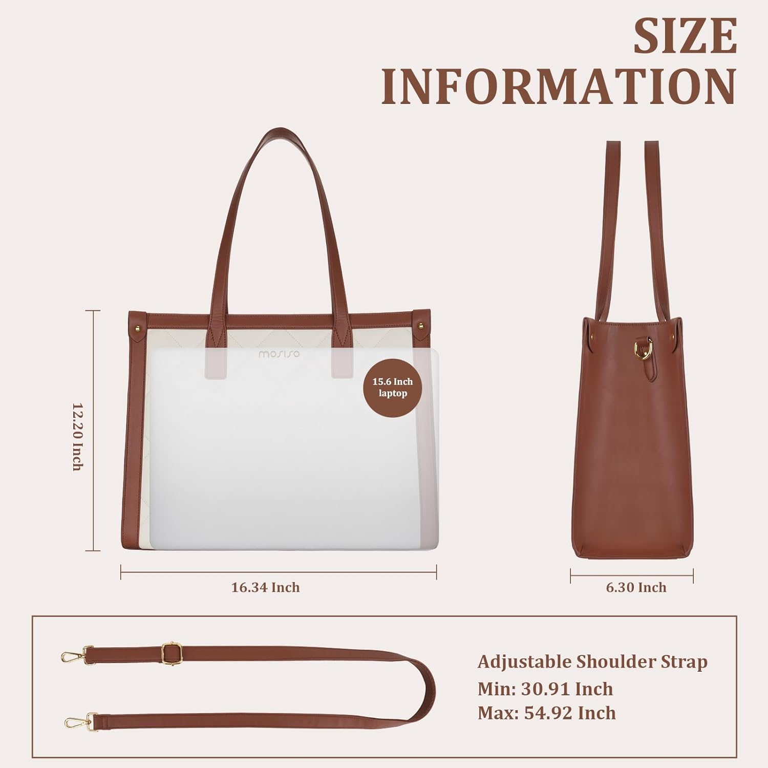 Laptop Bag Leather 15 - Kadınlar için su geçirmez Laptop Çantası