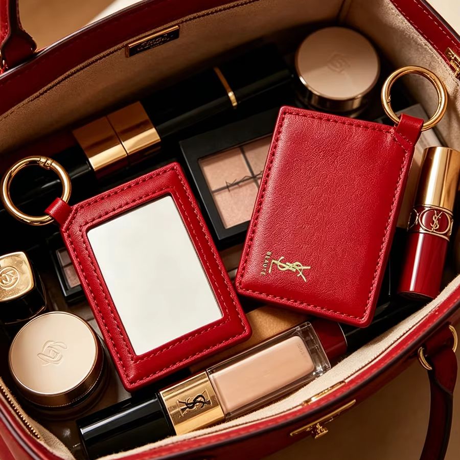 Luxury Beach Bags Ysl - YSL Kırmızı Deri Kare Mini Cep