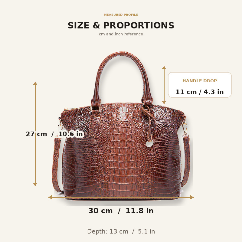 Kadın Vintage Timsah Desenli Ç - Structured Handbag Top Handle incelemesi ve fiyatı