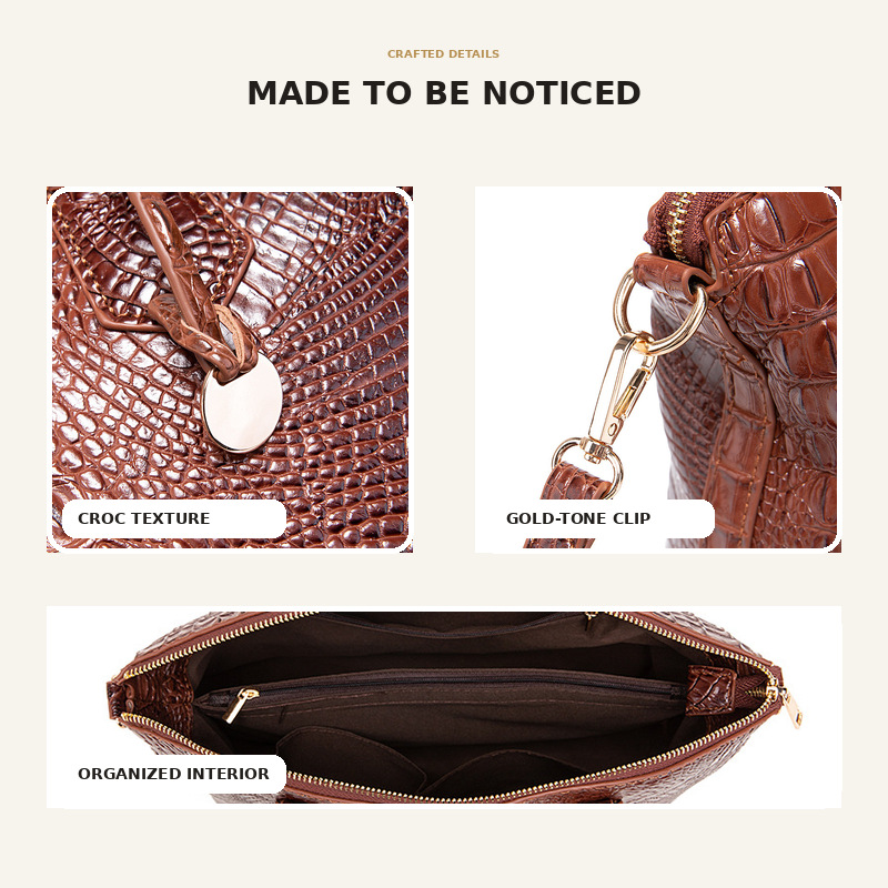 Kadın Vintage Timsah Desenli Ç - Structured Handbag Top Handle incelemesi ve fiyatı